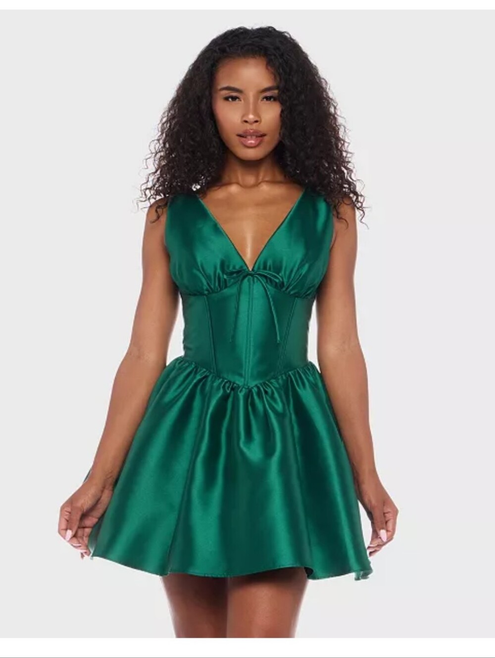 NWT Alex & Sophia Hunter Green Satin Corset Fit Flare Party Dress Size 3/4